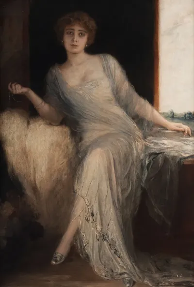 Portrait Einer Sitzenden Dame