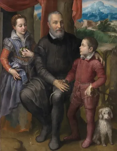 Portrait Group With The Artists Father Amilcare Anguissola And Her Siblings Minerva And Astrubale