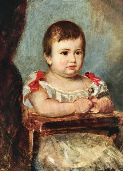 Portrait Ilse Von Lieben 1873 1962 At The Age Of One And A Half Holding A Rattle