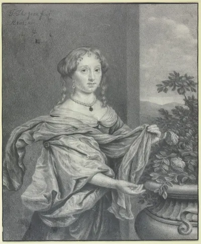 Portrait Of A 13 Year Old Girl With A Large Vase With Roses