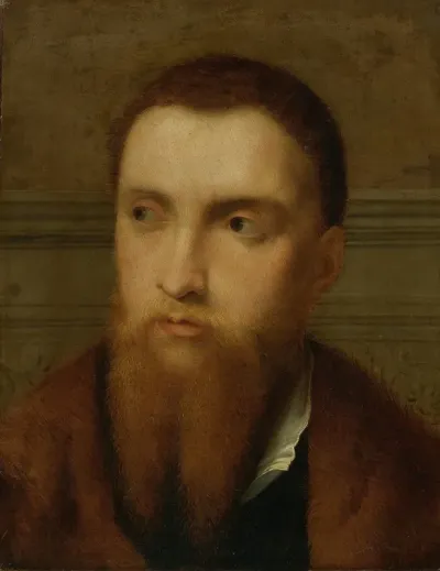Portrait Of A Bearded Man Head And Shoulders In An Interior