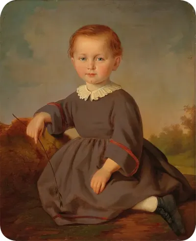 Portrait Of A Child Set In A Landscape