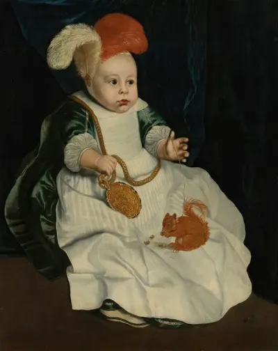 Portrait Of A Child With A Red Squirrel