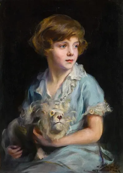 Portrait Of A Child With A Steiff Lion
