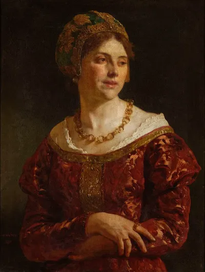 Portrait Of A Cracovian Townswoman In The 17th Century Costume