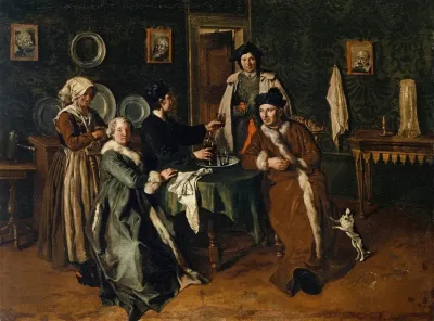 Portrait Of A Family Assembled Around A Table
