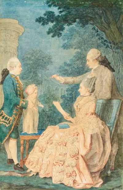 Portrait Of A Family Group The Comte De Choiseul Gouffier And Family