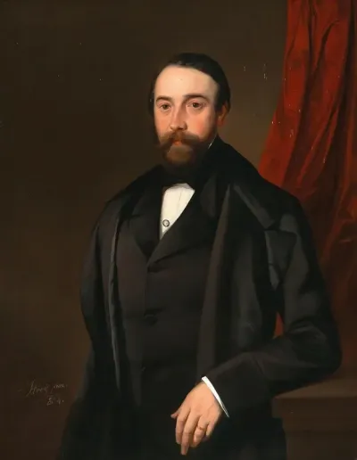 Portrait Of A Gentleman Before A Red Curtain