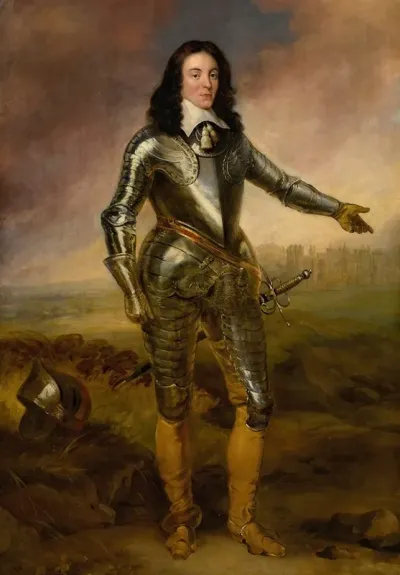 Portrait Of A Gentleman Probably Captain Joseph Poole Of Sykehouse Wearing Armor And Standing In A Landscape