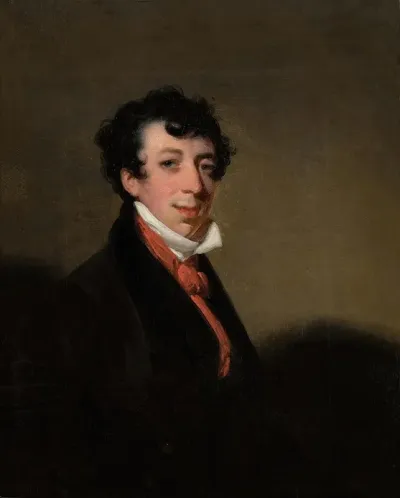 Portrait Of A Gentleman Wearing A Brown Coat And Red Cravat