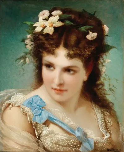 Portrait Of A Girl With Flowers In Her Hair