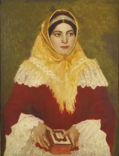 Portrait Of A Jewish Woman Holding A Prayer Book