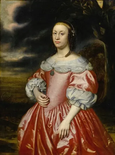 Portrait Of A Lady In A Pink Dress