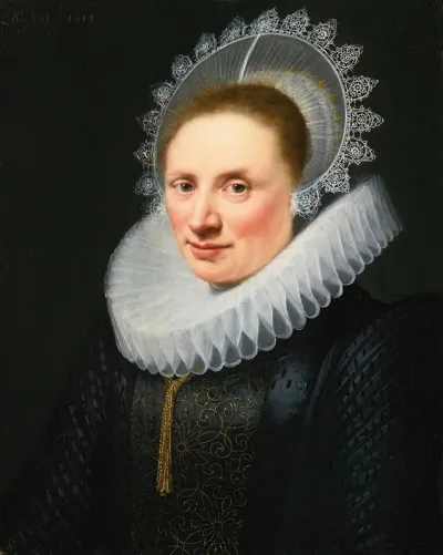 Portrait Of A Lady In A White Lace Ruff And Cap