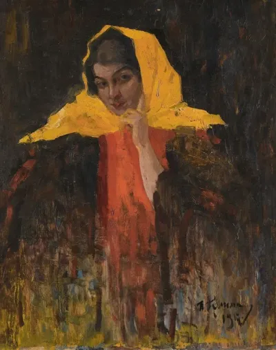 Portrait Of A Lady In A Yellow Shawl