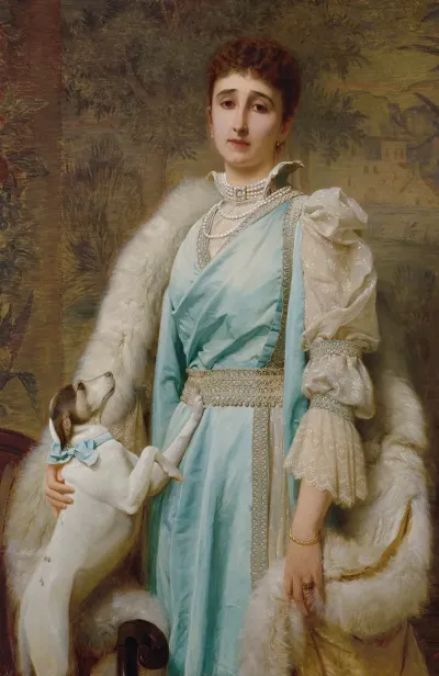 Portrait Of A Lady In An Aquamarine Dress
