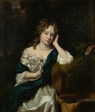 Portrait Of A Lady Seated By A Fountain