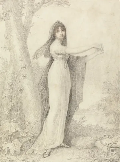Portrait Of A Lady Standing Near A Lake