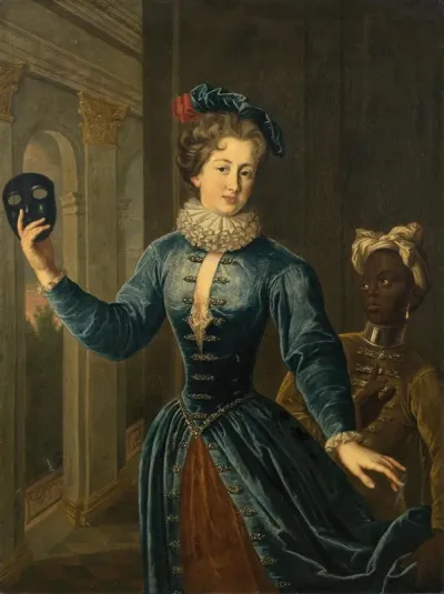 Portrait Of A Lady With A Page And A Mask