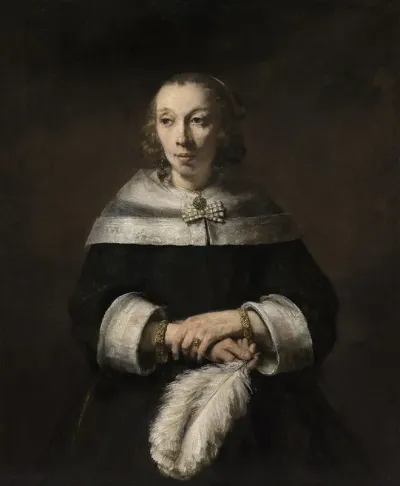 Portrait Of A Lady With An Ostrich Feather Fan