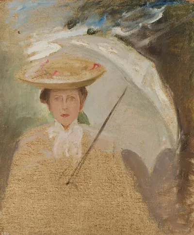 Portrait Of A Lady With An Umbrella Sketch