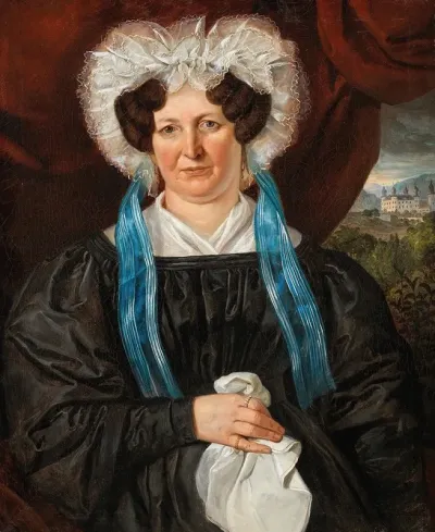 Portrait Of A Lady With Lace Bonnet In The Background Artstetten Castle