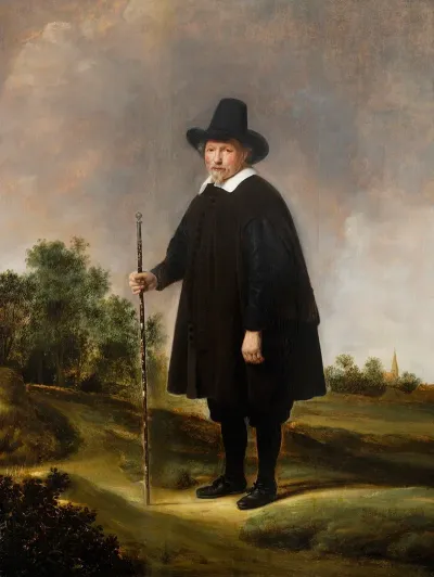 Portrait Of A Man Against Landscape