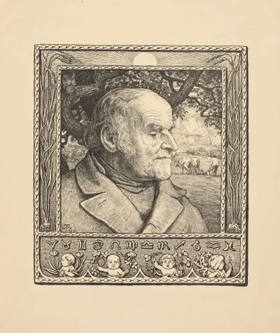 Portrait Of A Man Against The Background Of A Plough