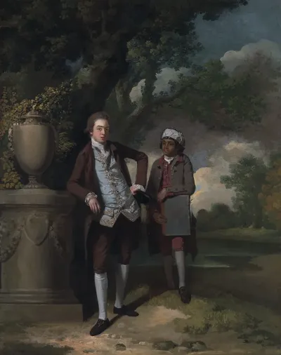 Portrait Of A Man And An Attendant Carrying A Portfolio