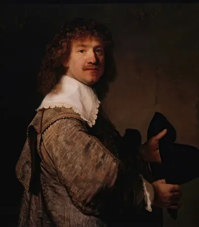 Portrait Of A Man Holding A Black Hat
