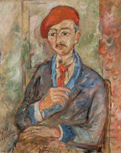 Portrait Of A Man In A Red Beret Wladyslaw Piasecki