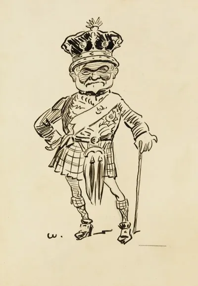 Portrait Of A Man In Scottish Kilt And Crown Probably Andrew Carnegie