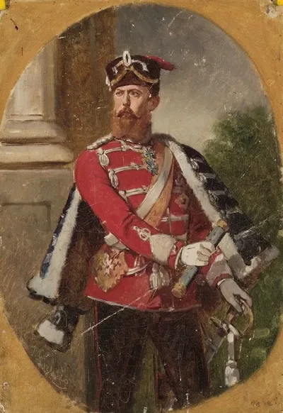 Portrait Of A Man In The Uniform Of The Imperial Guard Hussar Officer