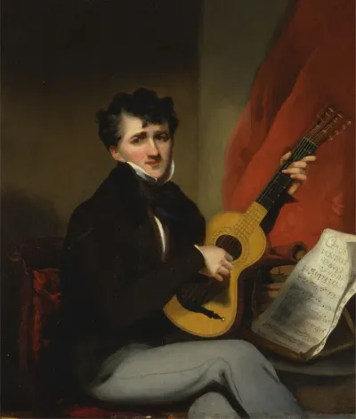 Portrait Of A Man Playing A Guitar