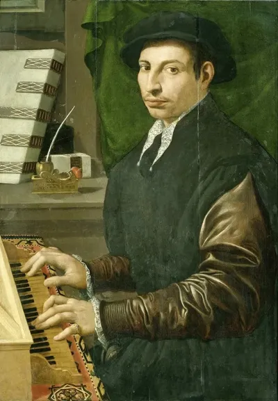 Portrait Of A Man Playing A Virginal