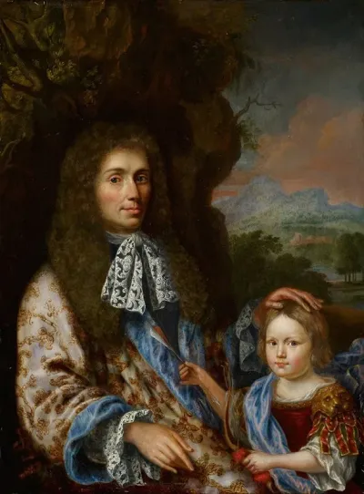 Portrait Of A Noble Man With His Little Son