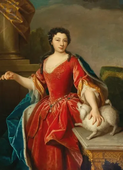 Portrait Of A Noblewoman In An Ermine Cloak With A Dog