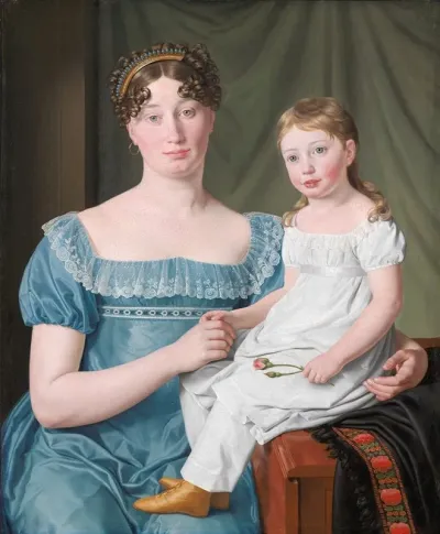 Portrait Of A Noblewoman Sophie Hedvig Lovenskiold And Her Three Year Old Daughter