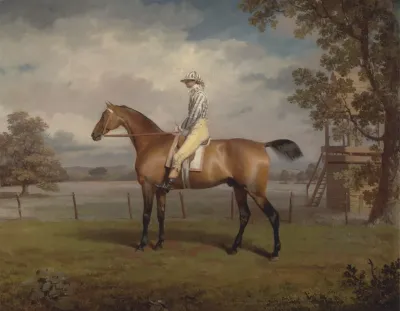 Portrait Of A Racehorse Possibly Disguise The Property Of The Duke Of Hamilton With Jockey Up