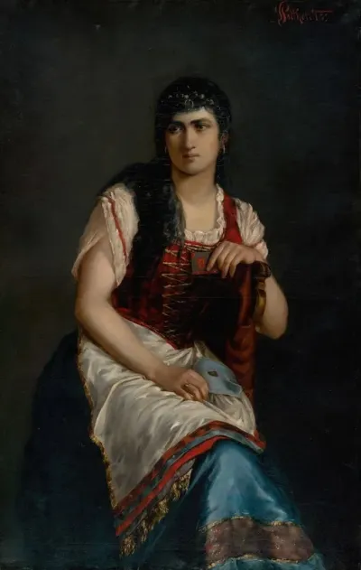 Portrait Of A Seated Woman With A Mask