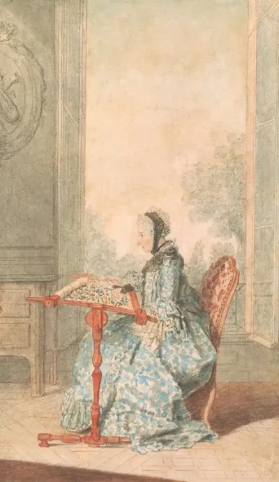 Portrait Of A Woman At An Embroidery Frame