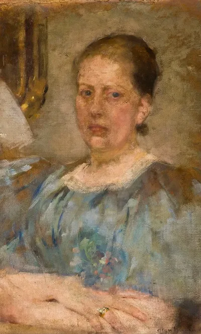 Portrait Of A Woman In A Blue Blouse