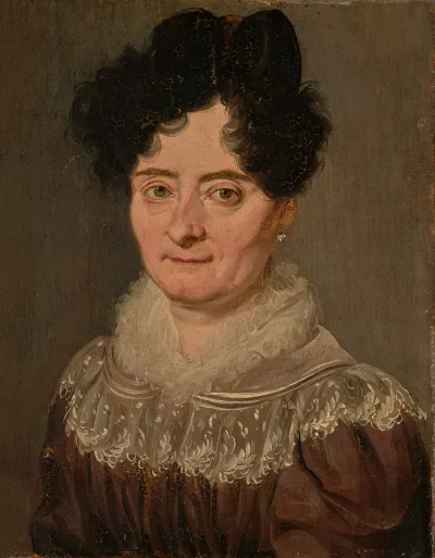 Portrait Of A Woman In A Brown Dress And Lace
