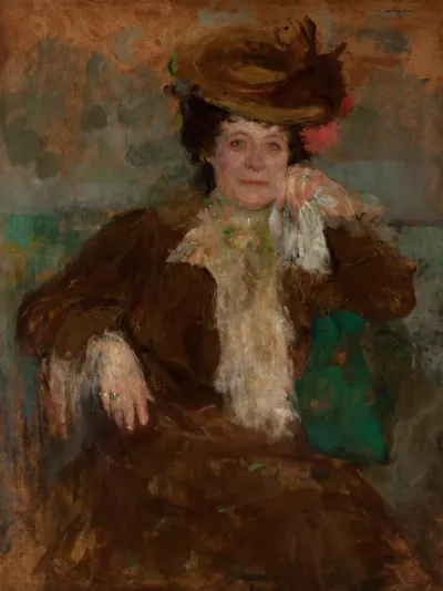 Portrait Of A Woman In A Brown Dress