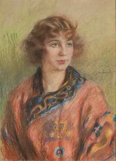 Portrait Of A Woman In A Chinese Longpao Wedding Dress