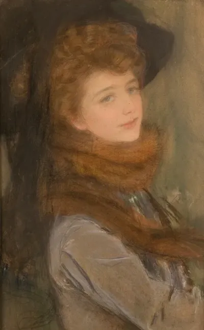 Portrait Of A Woman In A Fox Fur Collar