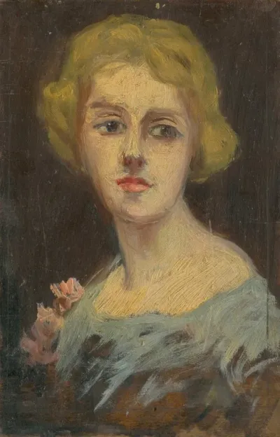 Portrait Of A Woman In Sky Blue Dress