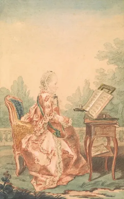Portrait Of A Woman Playing A Lute