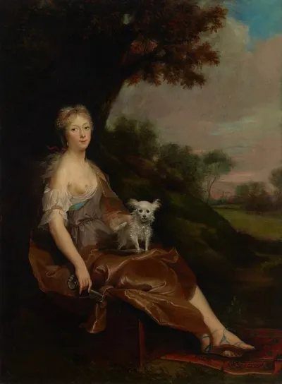 Portrait Of A Woman Seated In A Landscape As An Allegory Of Fidelity
