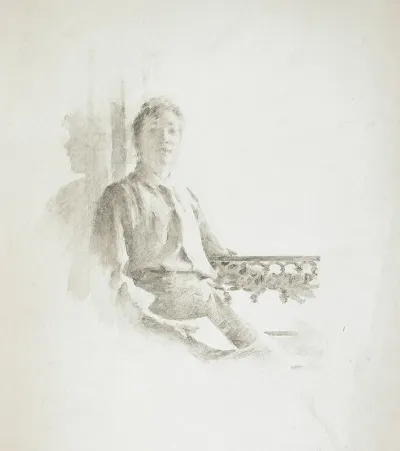 Portrait Of A Woman Seated On A Balcony